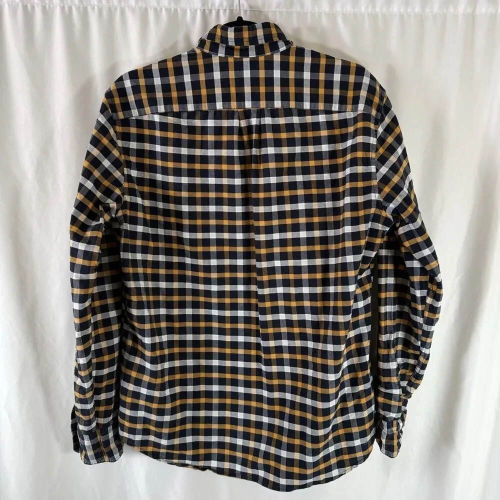 J. Crew Flex Oxford Button Up Shirt Men's Medium Slim Fit Blue Plaid Collared